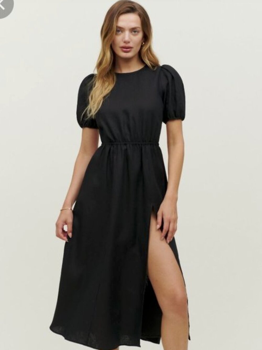 Reformation Anneliese Linen Dress Black 0